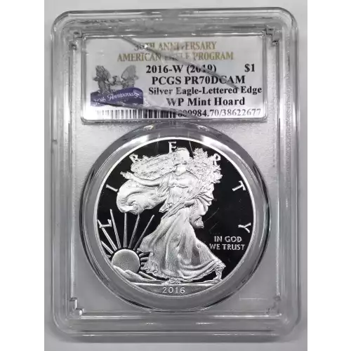 2016-W (2019) $1 Silver Eagle WP Mint Hoard 30th Anniversary Lettered Edge #155, DCAM (2)