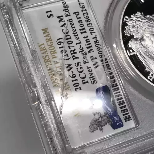 2016-W (2019) $1 Silver Eagle WP Mint Hoard 30th Anniversary Lettered Edge #155, DCAM (5)