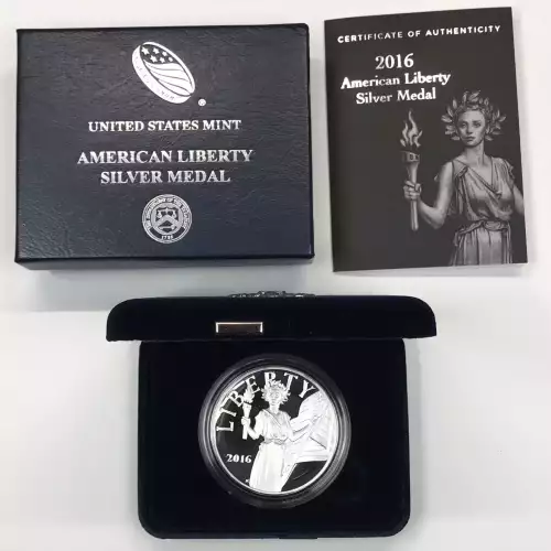 2016-W American Liberty 1 oz Silver Medal w US Mint OGP - Box & COA