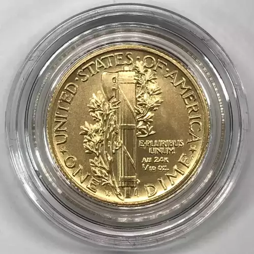 2016-W Mercury Dime Centennial 1/10 oz Gold Coin w OGP - Box & COA