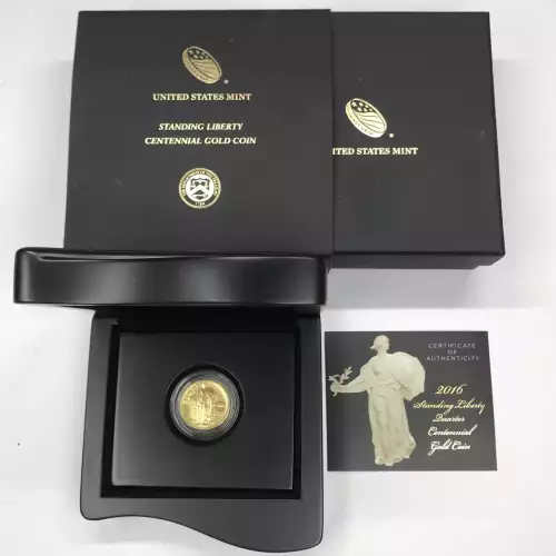 2016-W Standing Liberty Quarter Centennial 1/4 oz Gold Coin w OGP - Box & COA