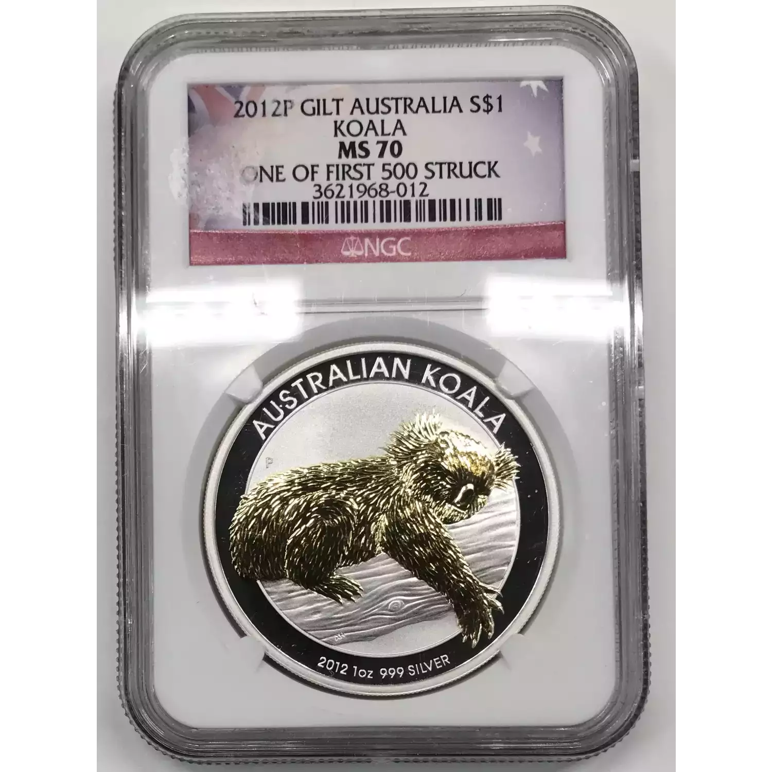 2012 1 oz Silver NGC MS-70 AUSTRALIA KOALA GILT - Old Pueblo Coin