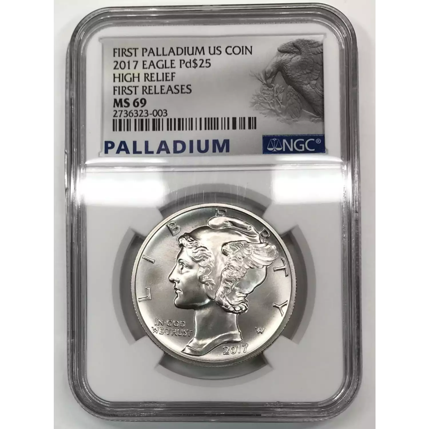 2017 HIGH RELIEF FIRST RELEASES FIRST PALLADIUM US COIN 