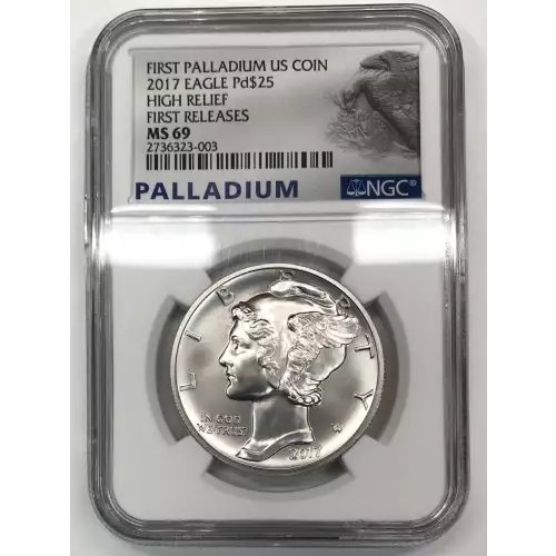 2017 HIGH RELIEF FIRST RELEASES FIRST PALLADIUM US COIN 