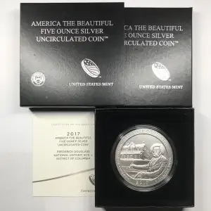 2017-P Frederick Douglass ATB 5 oz Silver Uncirculated Coin  US Mint OGP Box COA (3)