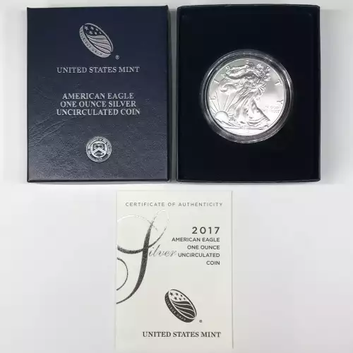 2017-W Burnished Uncirculated Silver Eagle w OGP - Box & COA (2)