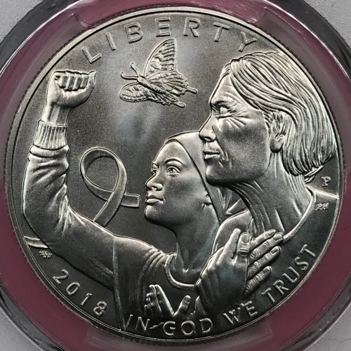 2018-P $1 Breast Cancer Awareness First Strike label (4)