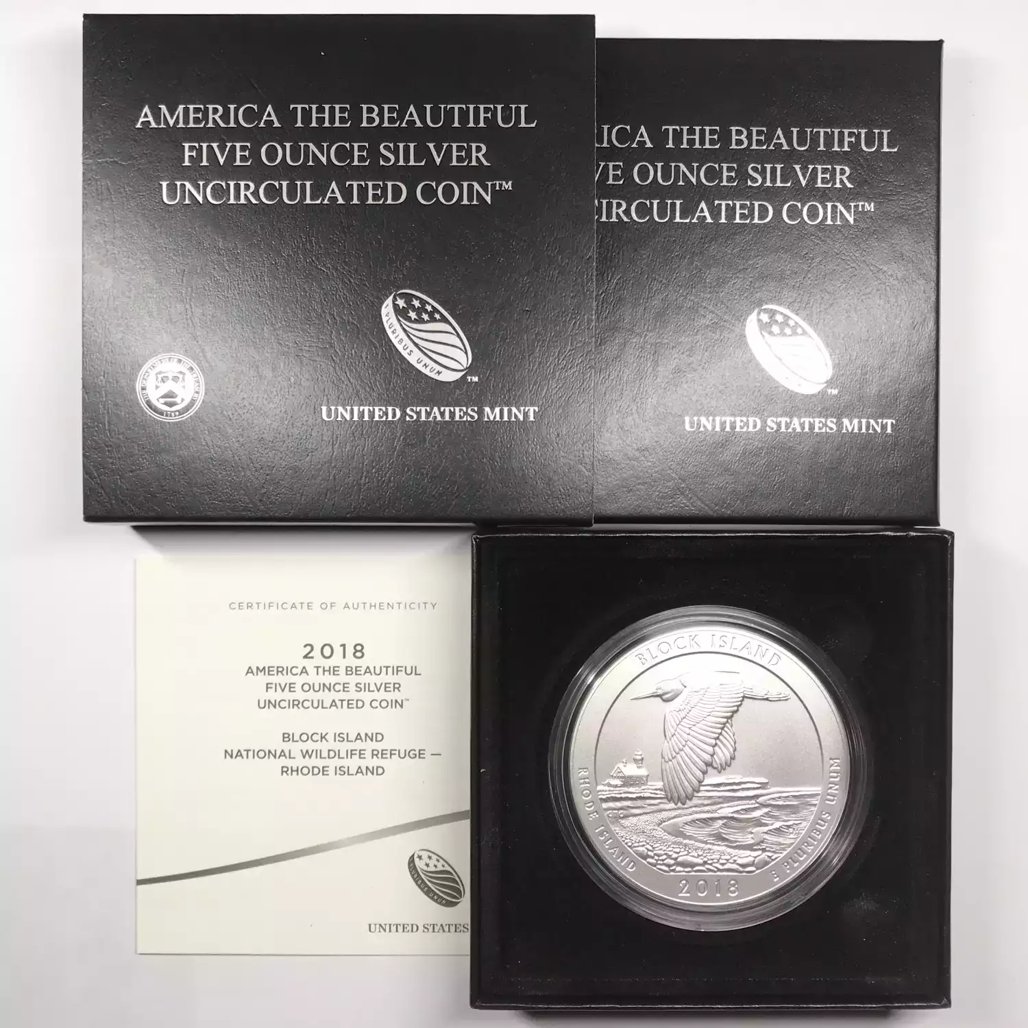 2018-P Block Island ATB 5 oz Silver Uncirculated Coin -US Mint OGP Box COA (5)