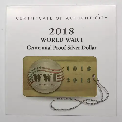 2018-P World War I (WWI) Centennial Proof Silver Dollar w US Mint OGP Box & COA (5)