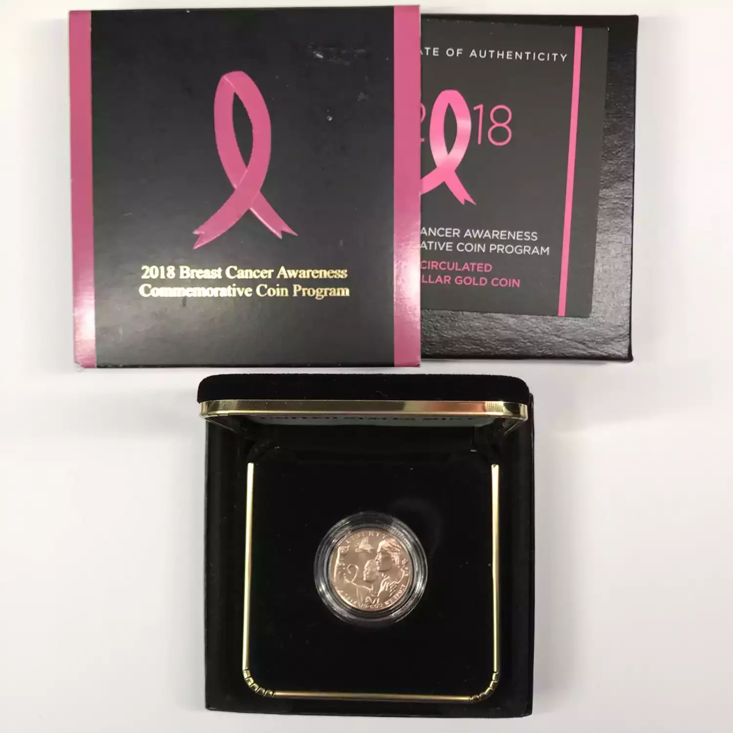 2018-W Breast Cancer Awareness Uncirculated Gold $5 Coin w US Mint OGP Box & COA