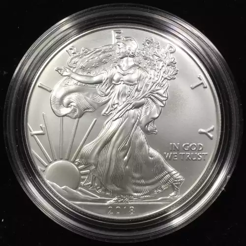 2018-W Burnished Uncirculated Silver Eagle w OGP - Box & COA