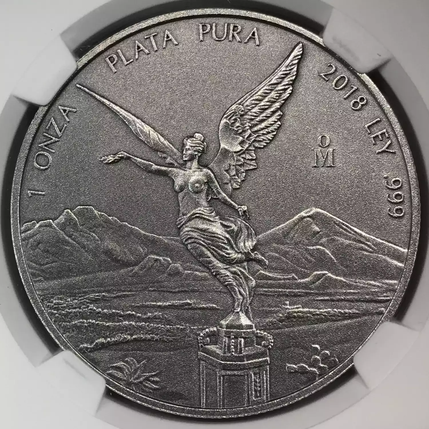 2018-Mo Mexico 1 oz Silver Libertad Onza NGC MS-70 Mo Antiqued