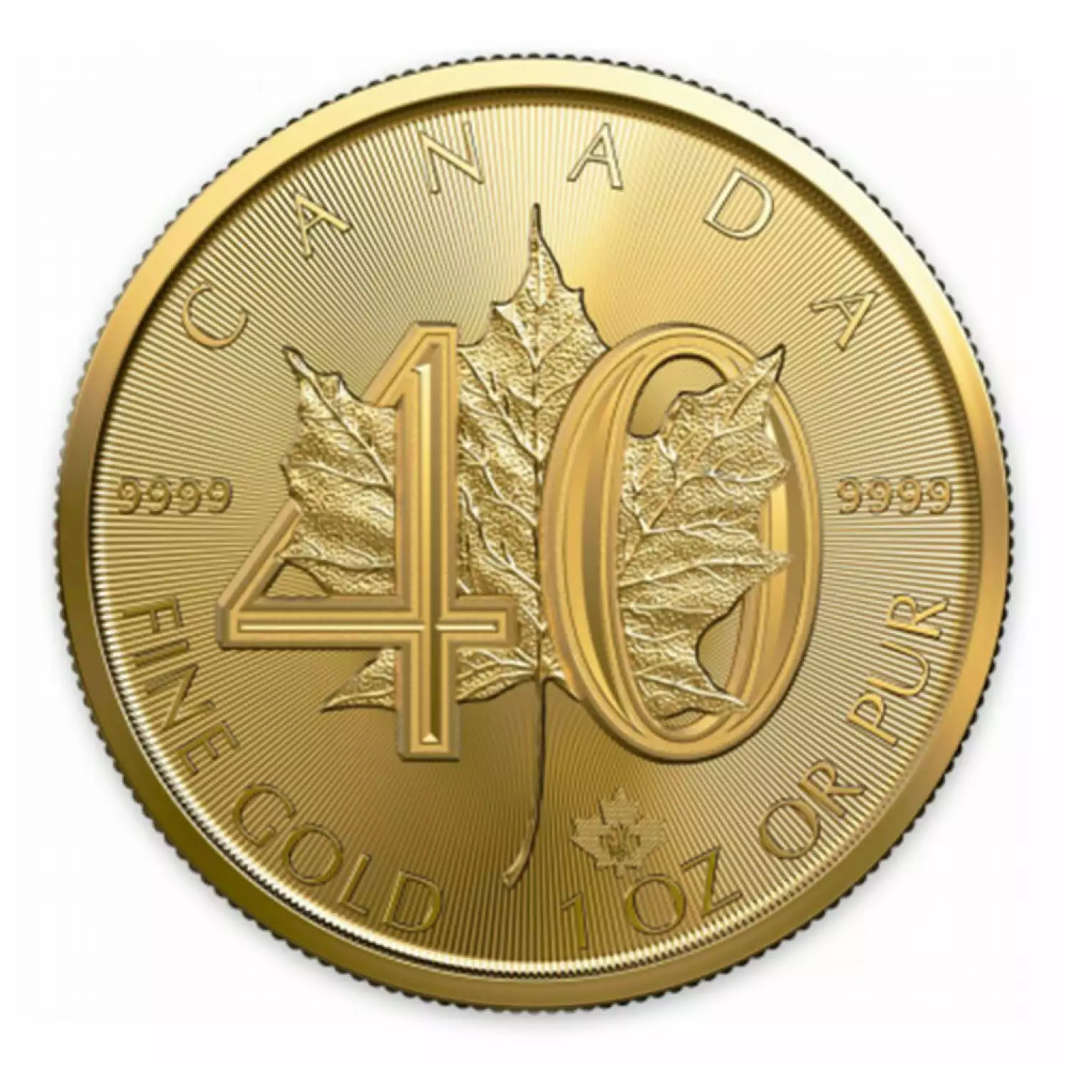 2019 1oz Canadian Gold Maple Leaf 40th Anniversary