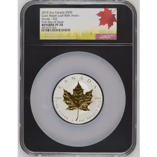 2019 3oz Gold Maple Leaf 40th Anni Incuse-Gilt - FDI (4)
