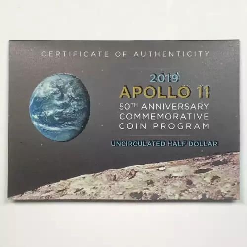 2019-D Apollo 11 50th Anniversary Uncirculated Clad Half Dollar w US Mint OGP (5)