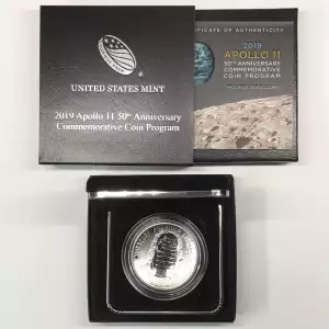 2019-P Apollo 11 50th Anniversary Proof Silver Dollar w US Mint OGP - Box & COA