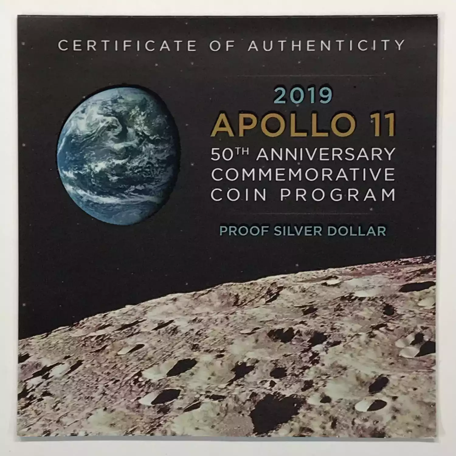 2019-P Apollo 11 50th Anniversary Proof Silver Dollar w US Mint OGP - Box & COA