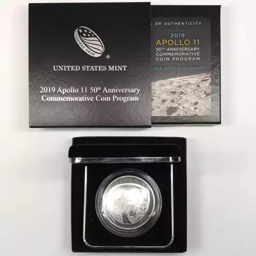 2019-P Apollo 11 50th Anniversary Uncirculated Silver Dollar US Mint OGP Box COA