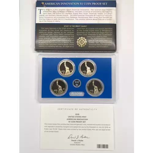 2019-S American Innovation Dollar Proof Set w US Mint OGP - Box & COA