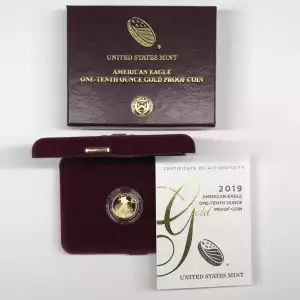 2019-W Proof 1/10 oz $5 Gold Eagle w US Mint OGP - Box & COA