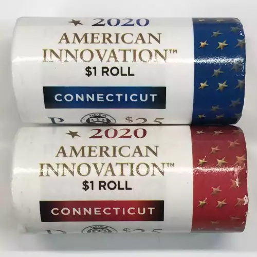 2020 Connecticut American Innovation Dollar US Mint P & D Roll Set (3)