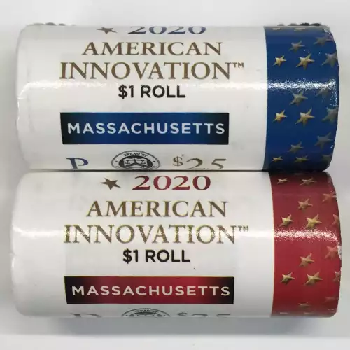2020 Massachusetts American Innovation Dollar US Mint P & D Roll Set (3)
