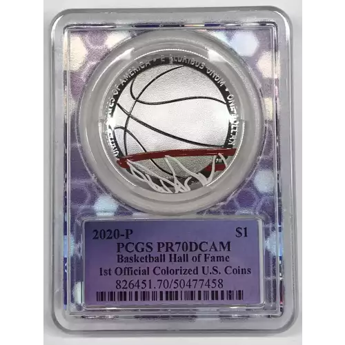 2020-P $1 Basketball Hall of Fame 1st Official Colorized U.S. Coins, DCAM (2)