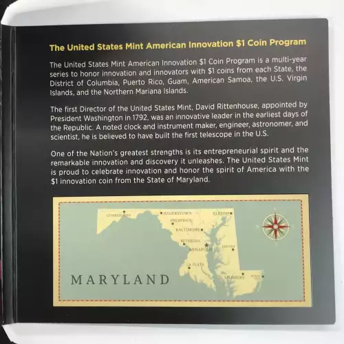 2020-S Maryland American Innovation Dollar Reverse Proof Coin w US Mint OGP (4)