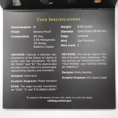 2020-S Massachusetts American Innovation Dollar Reverse Proof Coin w US Mint OGP (4)
