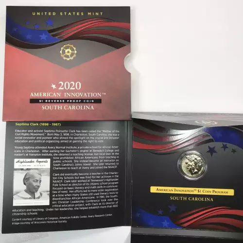 2020-S South Carolina American Innovation Dollar Reverse Proof Coin US Mint OGP