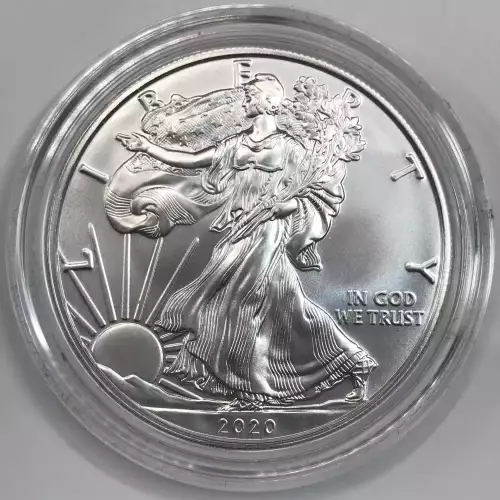 2020-W Burnished Uncirculated Silver Eagle w OGP - Box & COA