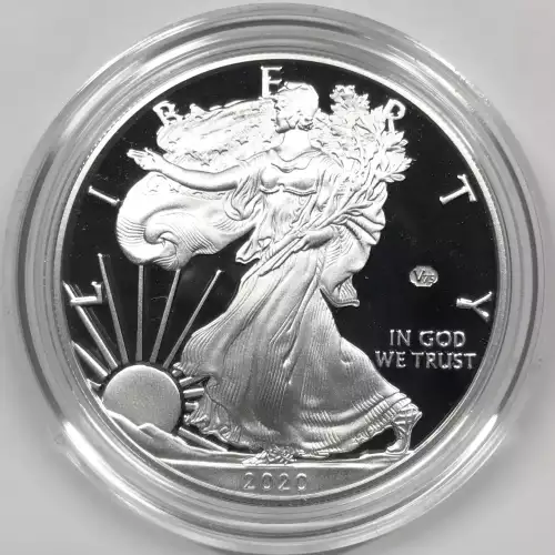 2020-W End of WWII 75th Anniversary V75 Privy Proof Silver Eagle w OGP Box & COA