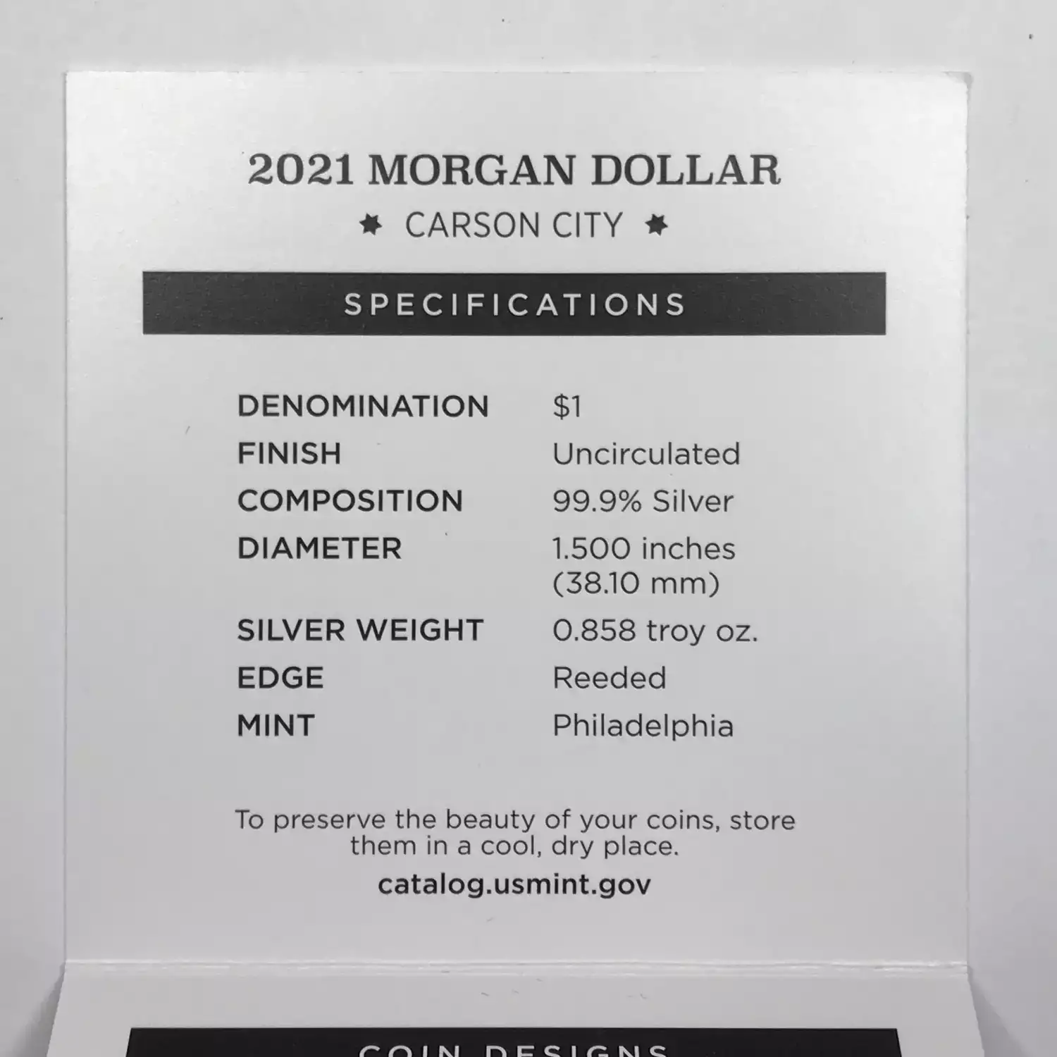 2021 CC Privy Mark Morgan Dollar w US Mint OGP - Box & COA - Carson City