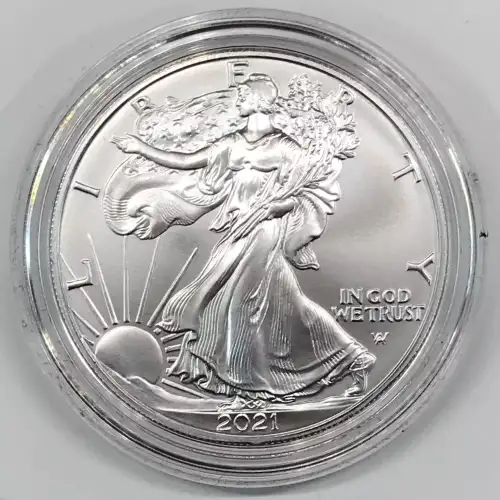 2021-W Burnished Uncirculated Silver Eagle w OGP - Box & COA (3)