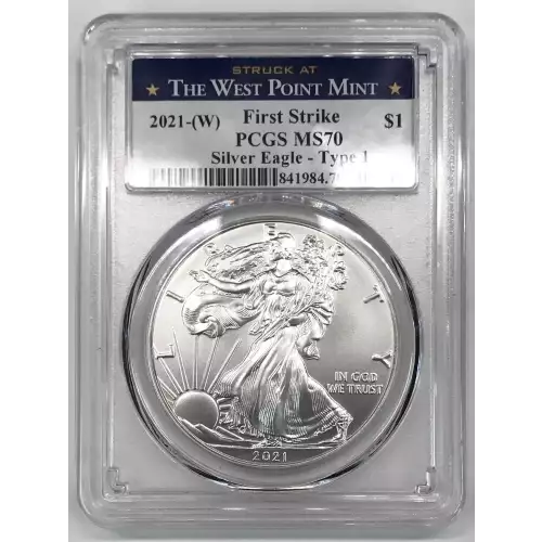 2021-(W) Type 1 Silver Eagle Struck at West Point PCGS MS70 First Strike