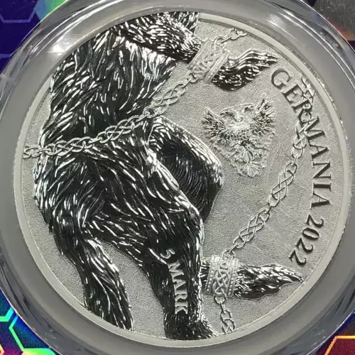 2022 1 oz Silver PCGS MS-70 Germania Beasts Fenrir 5 Mark