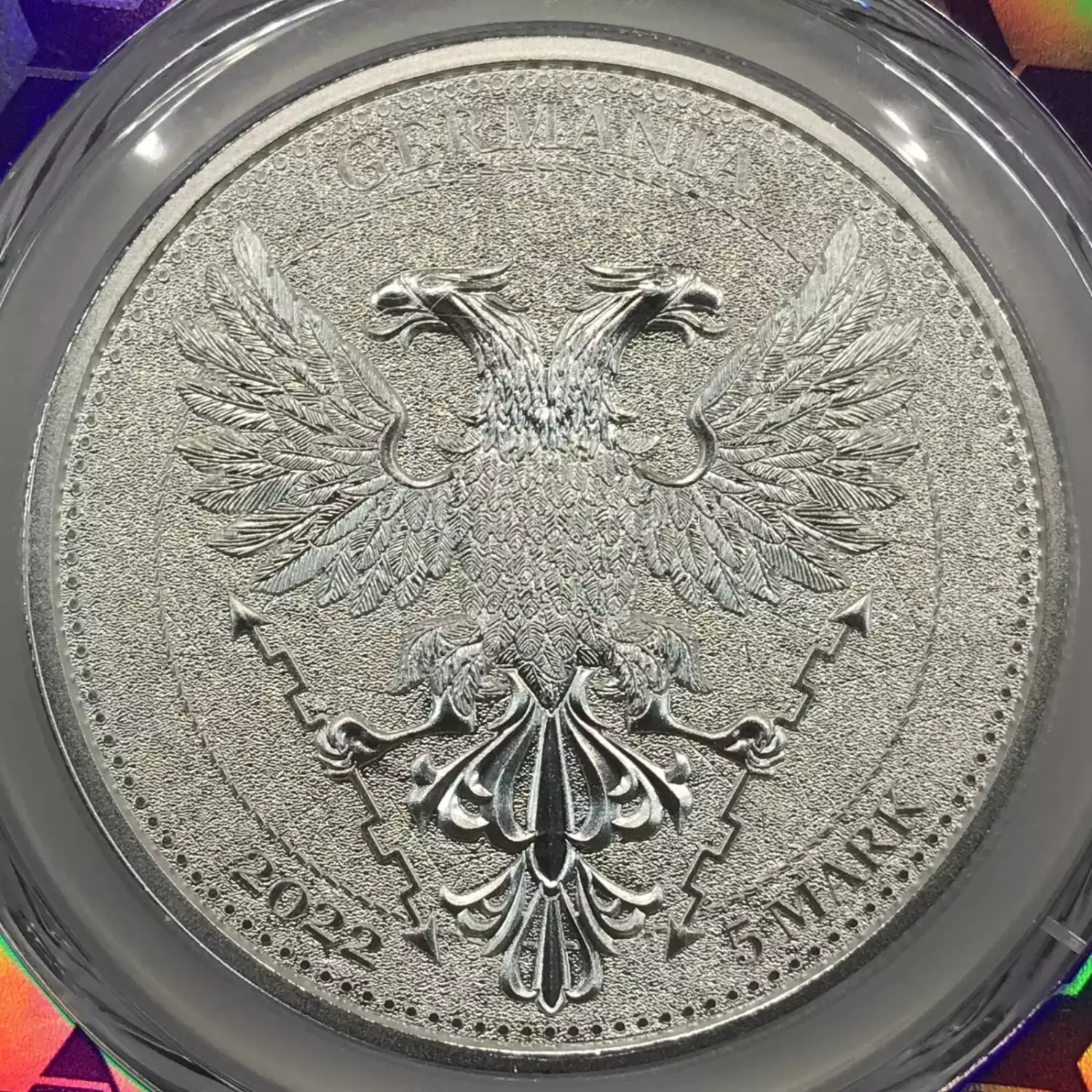 2022 1 oz Silver PCGS MS-70 Germania Linden Leaf 5 Mark - Old
