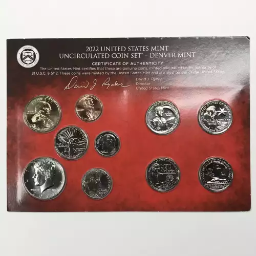 2022 US Mint Uncirculated Coin Set - P & D (3)