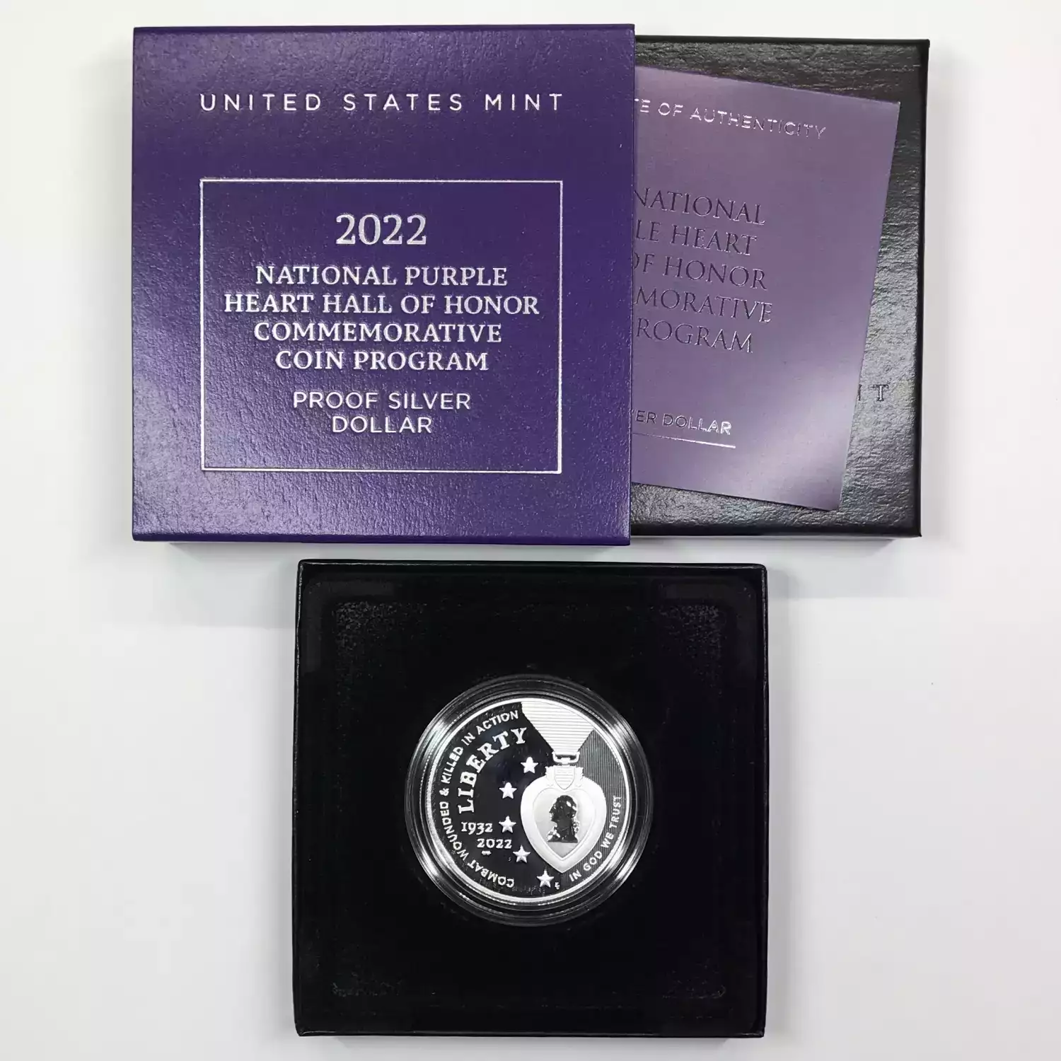2022-W National Purple Heart Hall of Honor Proof Silver Dollar w US Mint OGP (5)