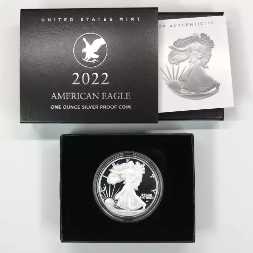 2022-W Proof Silver Eagle w OGP - Box & COA