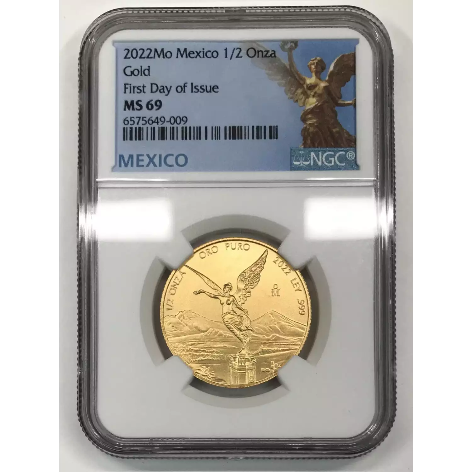 2022-Mo Mexico Gold 1/2 onza/oz Gold Libertad NGC MS-69 First Day