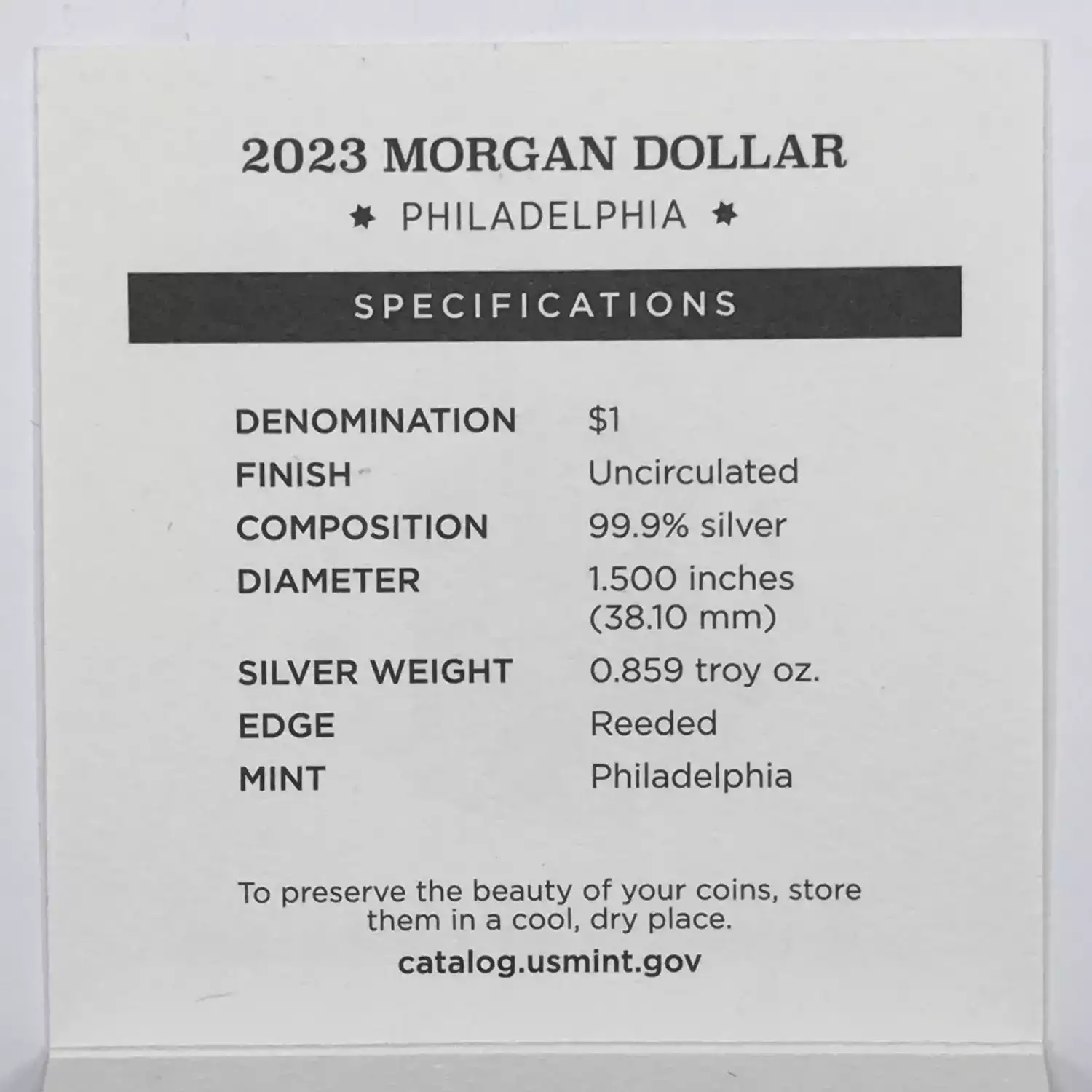 2023(P) Morgan Silver Dollar Uncirculated w/OGP