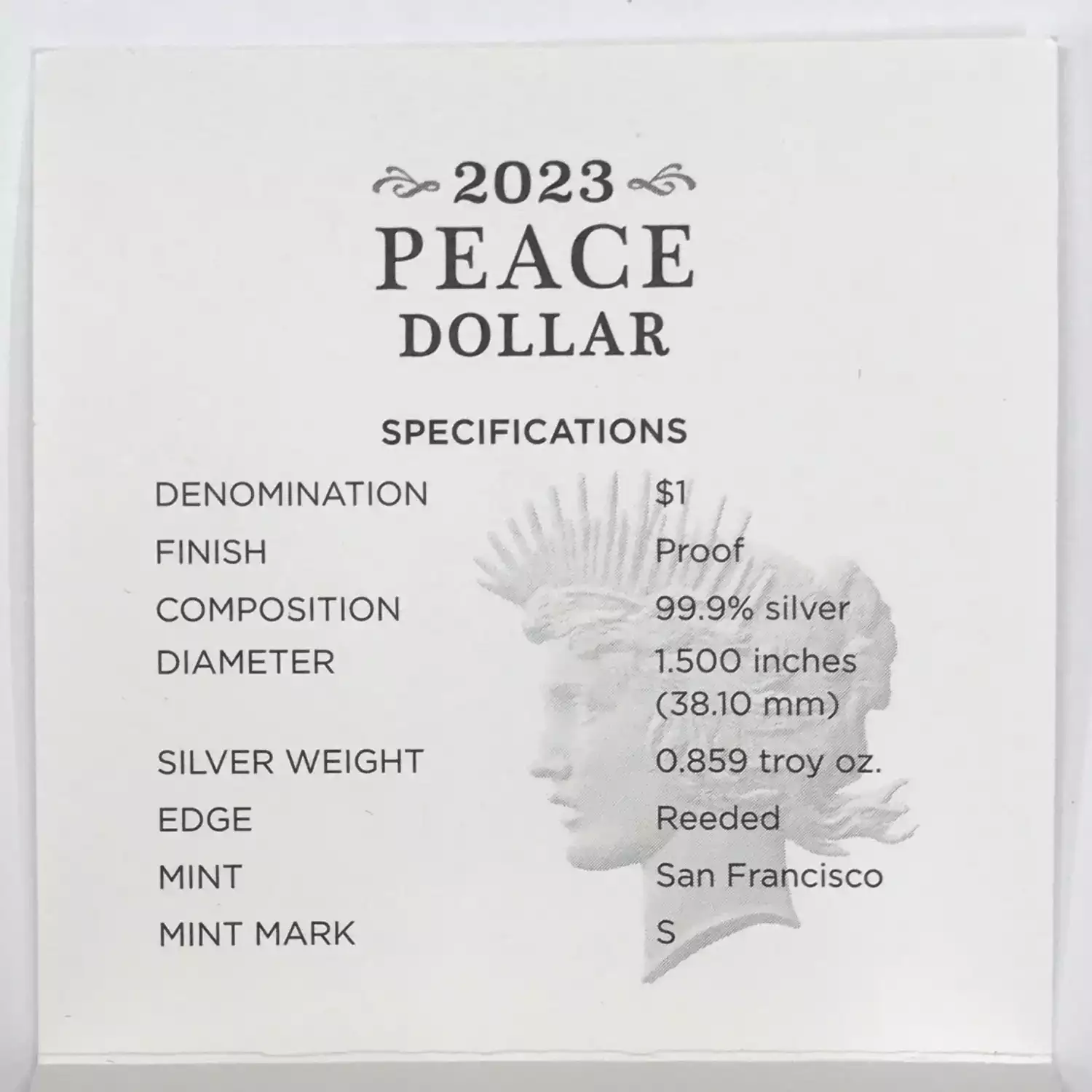 2023-S Proof Peace Silver Dollar w US Mint OGP Box & COA - San Francisco Mint (4)