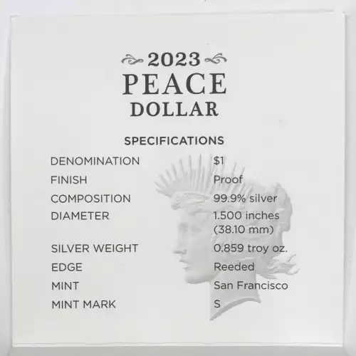 2023-S Proof Peace Silver Dollar w US Mint OGP Box & COA - San Francisco Mint (4)