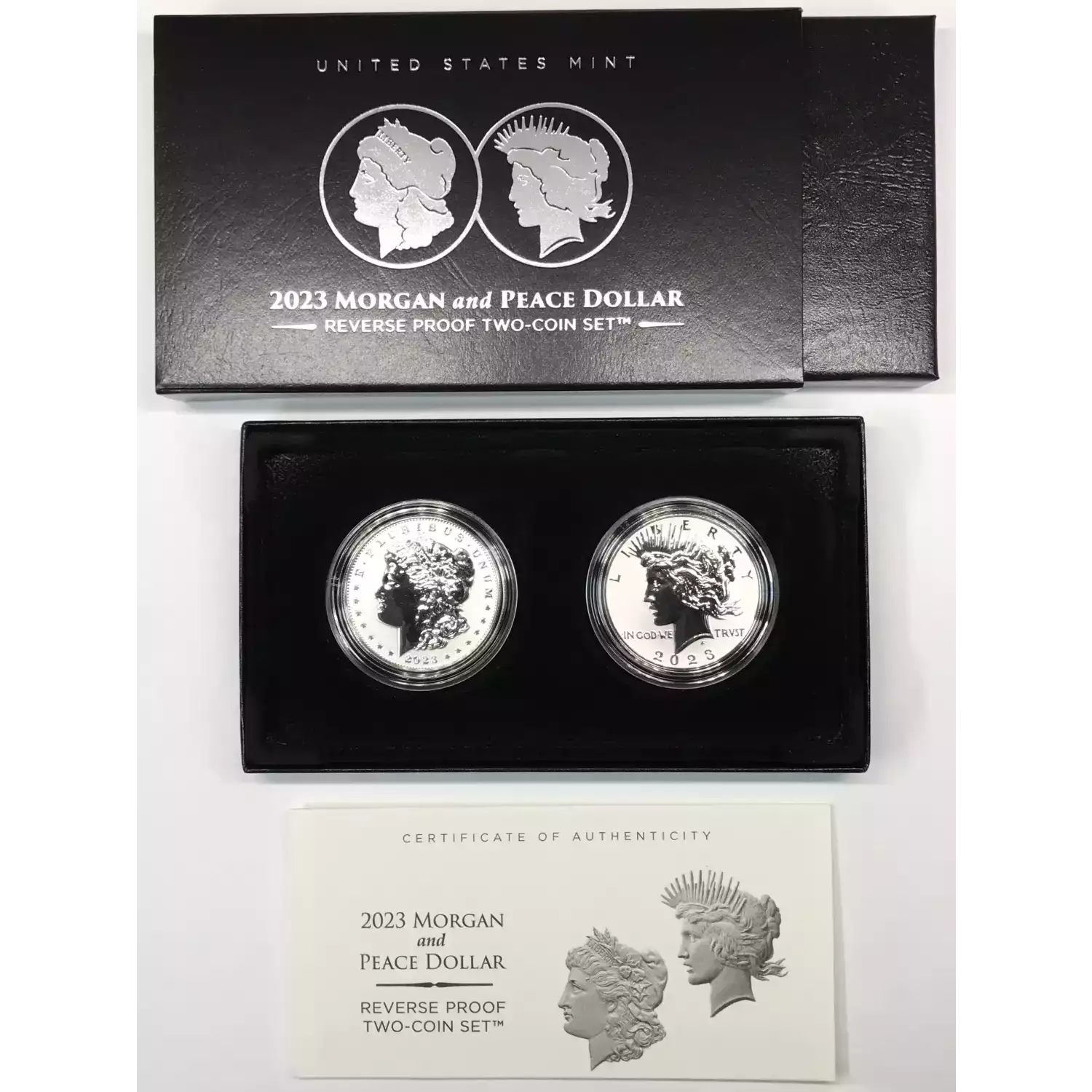 2023-S Reverse Proof Morgan & Peace Dollar 2-Coin Set w US Mint OGP Box & COA