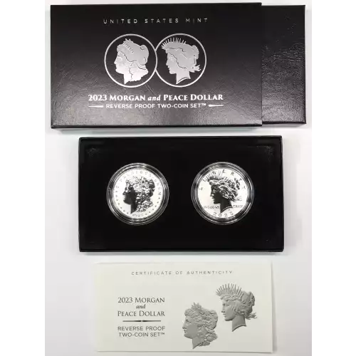 2023-S Reverse Proof Morgan & Peace Dollar 2-Coin Set w US Mint OGP Box & COA