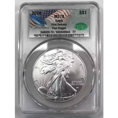 2024 Silver Eagle CACG MS 70 First Delivery - Paul Nugget Signature label  (2)