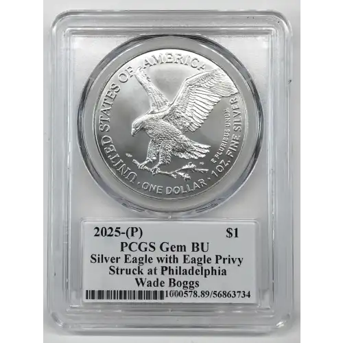 2025-(P) $1 Silver Eagle with Eagle Privy Struck at Philadelphia CM Fall Classic Wade Bogg Wade Boggs
