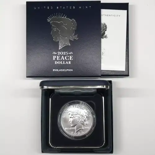2025-P Uncirculated Peace Silver Dollar w US Mint OGP - Box & COA - Philadelphia (4)