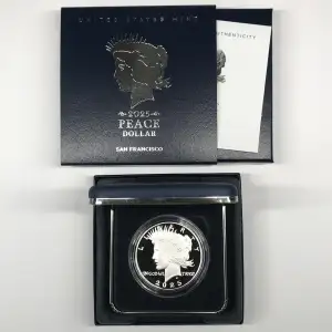 2025-S Proof Peace Silver Dollar w US Mint OGP Box & COA - San Francisco Mint (2)